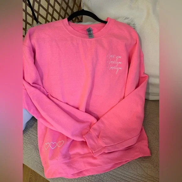 LMSS Neon Pink Embroidered Sweatshirt Large - Picture 3 of 4